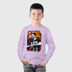 Лонгслив хлопковый детский Левандовски Барселона, цвет: лаванда — фото 2