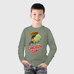 Лонгслив хлопковый детский Chicken Gun logo, цвет: авокадо — фото 2