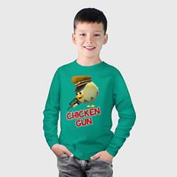 Лонгслив хлопковый детский Chicken Gun logo, цвет: зеленый — фото 2