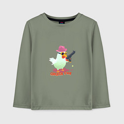 Лонгслив хлопковый детский Цыпленок с пушкой, цвет: авокадо