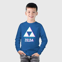 Лонгслив хлопковый детский Zelda в стиле glitch и баги графики, цвет: синий — фото 2
