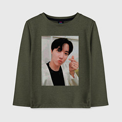 Лонгслив хлопковый детский BTS -J-hope-, цвет: меланж-хаки