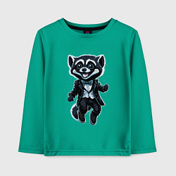 Лонгслив хлопковый детский Счастливый енот, цвет: зеленый