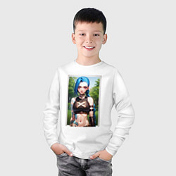 Лонгслив хлопковый детский Arcane League Of Legends JINX model, цвет: белый — фото 2