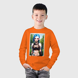 Лонгслив хлопковый детский Arcane League Of Legends JINX model, цвет: оранжевый — фото 2