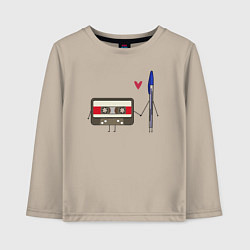 Лонгслив хлопковый детский Кассета и ручка, цвет: миндальный