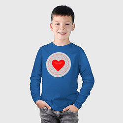 Лонгслив хлопковый детский Красное сердце с серым фоном, цвет: синий — фото 2