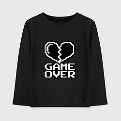 Лонгслив хлопковый детский Game Over на черном фоне, цвет: черный