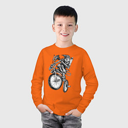 Лонгслив хлопковый детский Extreme bones BMX, цвет: оранжевый — фото 2