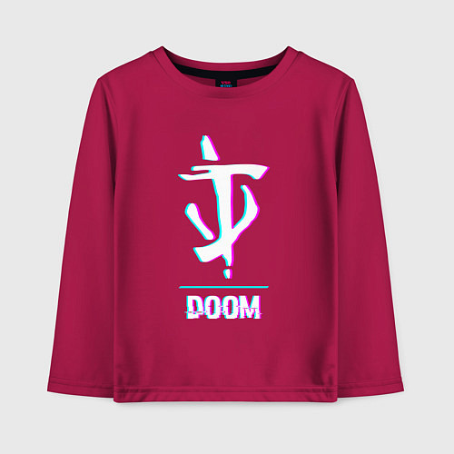 Детский лонгслив Doom в стиле glitch и баги графики / Маджента – фото 1
