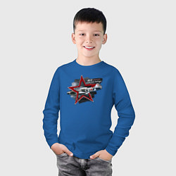 Лонгслив хлопковый детский Як9 Самолет Победы, цвет: синий — фото 2