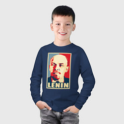 Лонгслив хлопковый детский Lenin, цвет: тёмно-синий — фото 2