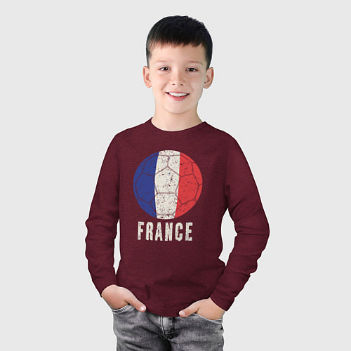 Детский лонгслив Футбол Франции / Меланж-бордовый – фото 3
