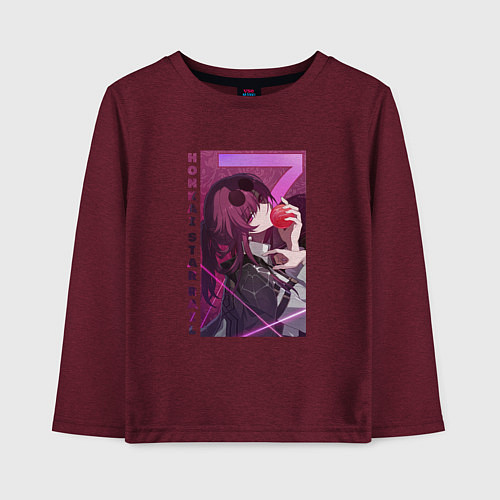 Детский лонгслив Honkai - Кафка и яблоко / Меланж-бордовый – фото 1