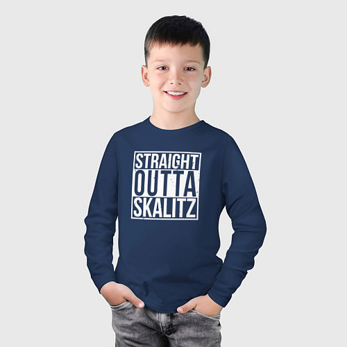 Детский лонгслив Straight outta Skalitz / Тёмно-синий – фото 3