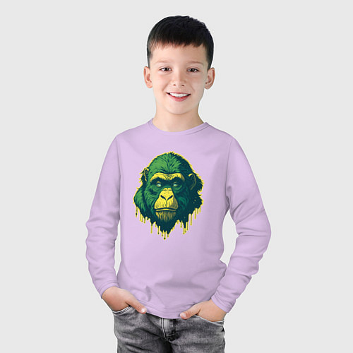 Детский лонгслив Обезьяна голова гориллы / Лаванда – фото 3
