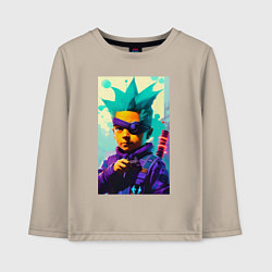 Лонгслив хлопковый детский Bart Simpson - cyberpunk - neural network, цвет: миндальный