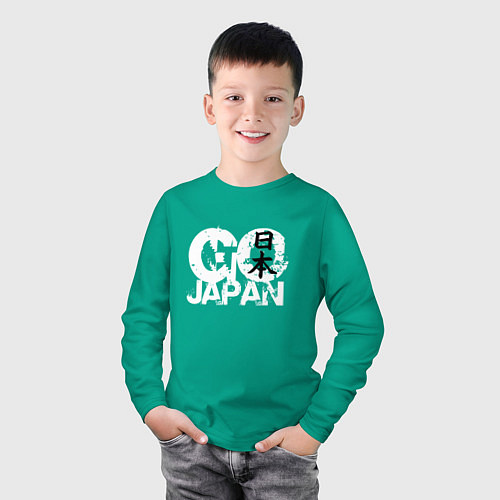 Детский лонгслив Go Japan - motto / Зеленый – фото 3