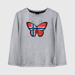 Лонгслив хлопковый детский Норвегия бабочка, цвет: меланж