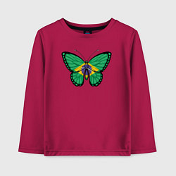 Лонгслив хлопковый детский Бразилия бабочка, цвет: маджента