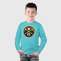 Лонгслив хлопковый детский Denver Nuggets logo, цвет: бирюзовый — фото 2