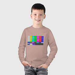 Лонгслив хлопковый детский Разноцветные полосы в телевизоре, цвет: пыльно-розовый — фото 2