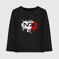 Лонгслив хлопковый детский Mass Effect N7 - shooter - logo, цвет: черный