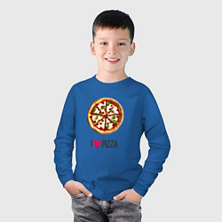 Лонгслив хлопковый детский Я люблю пиццу, цвет: синий — фото 2
