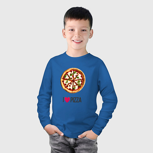 Детский лонгслив Я люблю пиццу / Синий – фото 3