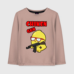 Лонгслив хлопковый детский Chicken machine gun, цвет: пыльно-розовый