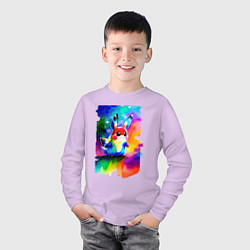 Лонгслив хлопковый детский Акварельный Пикачу - поп-арт, цвет: лаванда — фото 2