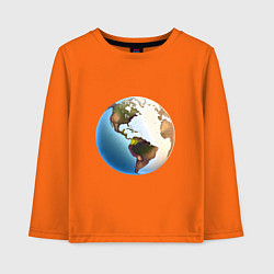 Лонгслив хлопковый детский Глобус мира, цвет: оранжевый