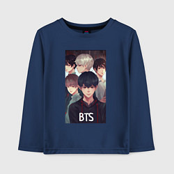 Лонгслив хлопковый детский Bts рисунок, цвет: тёмно-синий