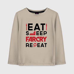 Лонгслив хлопковый детский Надпись: eat sleep Far Cry repeat, цвет: миндальный