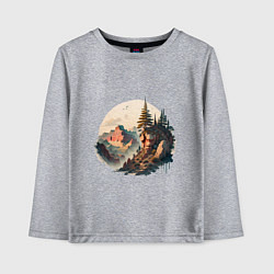 Лонгслив хлопковый детский Горы в стиле моротай, цвет: меланж