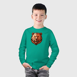 Лонгслив хлопковый детский Медвежий нрав, цвет: зеленый — фото 2