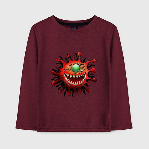 Детский лонгслив Веселый вирус красный / Меланж-бордовый – фото 1