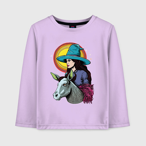 Детский лонгслив Ведьма и осел comic style / Лаванда – фото 1