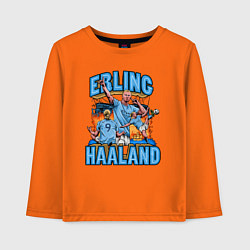 Лонгслив хлопковый детский Эрлинг Холанд Манчестер Сити 9, цвет: оранжевый