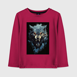 Лонгслив хлопковый детский Серый волк и синии брызги, цвет: маджента