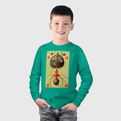 Лонгслив хлопковый детский Повелитель муравьёв - поп-арт, цвет: зеленый — фото 2