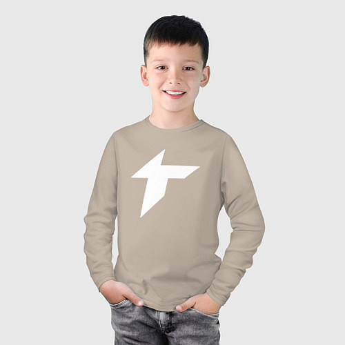 Детский лонгслив Thunder awaken logo / Миндальный – фото 3