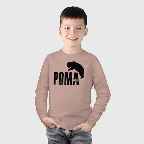 Детский лонгслив Рома и медведь / Пыльно-розовый – фото 3