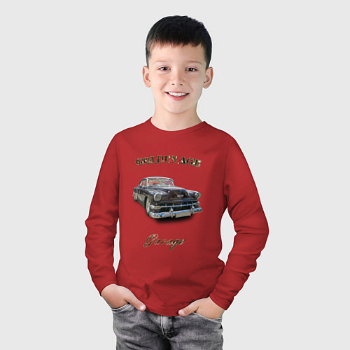 Детский лонгслив Классический автомобиль Chevrolet Bel Air / Красный – фото 3