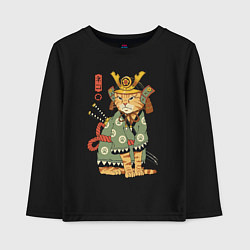 Лонгслив хлопковый детский Samurai battle cat, цвет: черный