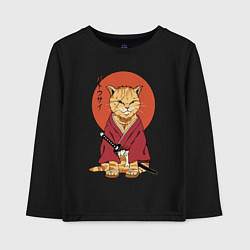Лонгслив хлопковый детский Samurai kimono cat, цвет: черный