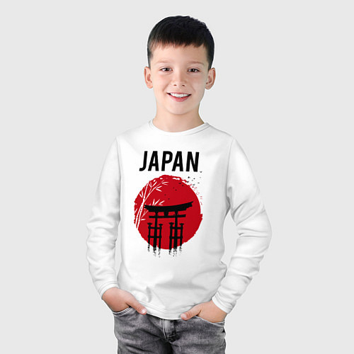Детский лонгслив Japan red sun / Белый – фото 3