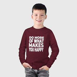 Лонгслив хлопковый детский Надпись Do more of what makes you happy, цвет: меланж-бордовый — фото 2