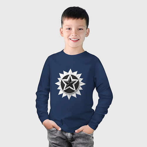 Детский лонгслив Звезда солнце / Тёмно-синий – фото 3