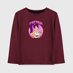 Лонгслив хлопковый детский Futurama: Капитан Лила, цвет: меланж-бордовый
